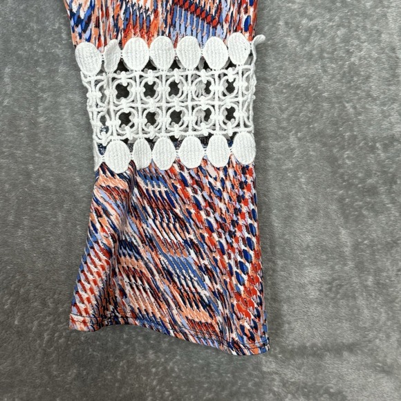 NY Collection XL Top Shirt Orange Striped Scoop Neck Bell 3/4 Sleeve Stretch - Picture 2 of 8